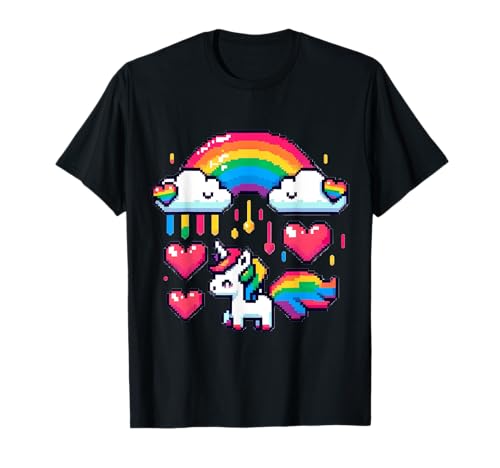 Pixel Einhorn Regenbogen Lesben Gay CSD Pride Party Wear LGBT T-Shirt