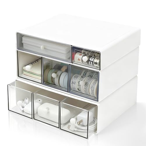NAYIV 小物入れ 引き出し卓上収納 3層のない組み合わせ 幅17cmの x 長さ23cm 文房具 化粧品 収納 デスクオーガナイザー レターケース こものいれ 卓上 おしゃれ 防塵 防水 汚れに強い
