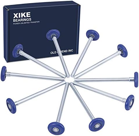 XiKe 10 Pack Blue 2" Nylon Garage Door Roller 7" Stem, Quiet/Durable and High Load, Use 6200-2RS Double Seals Precision Bearings.