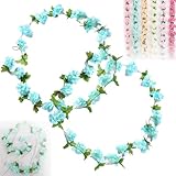 2 Stück Künstliche Deko, Blumengirlande Deko, Kirschblütengirlande, Blumen Girlande, Künstliche Blumengirlande, Party Hochzeit, Kirschblüten (Stil 3 Blau 460MM)
