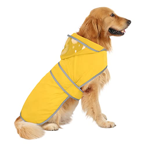 Hde Dog Raincoat With Clear Hood Poncho Rain Jacket For Small Medium Large Dogs Yellow - Xxl #TOP1