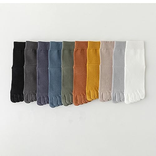 Yizelli 3 Pairs Cotton Toe Socks for Men Five Finger Athletic Mid Crew Socks for Spring Summer2