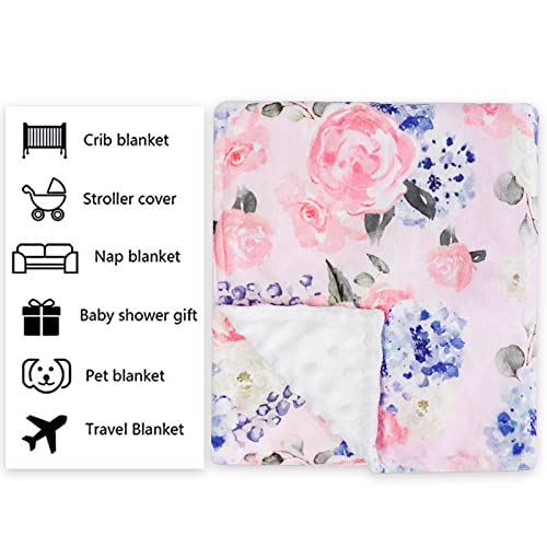 Gfu Baby Blanket For Girls, Soft Minky With Double Layer Raised Dot, Floral Crib Receiving Blanket For Newborn Toddler Bed, Vintage Pink Watercolor Flowers, 30X40 In #TOP3