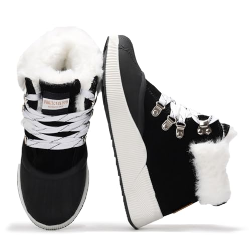 Project Cloud Waterproof Snow Boots for Women - Memory Foam Insole Non-Slip Womens Snow Boots & Winter Shoes with Shoe Lace - Lightweight Indoor Outdoor Shoes