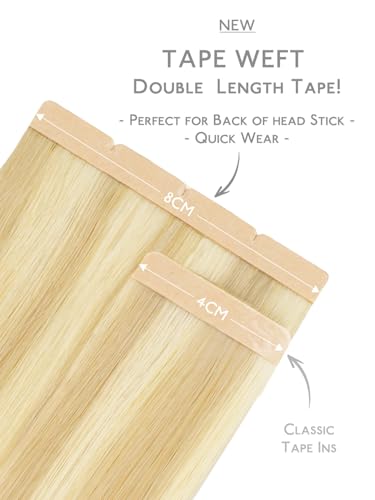 Image of WENNALIFE 3.15 inch Wide Tape in Hair Extensions Human Hair, Tape in Weft