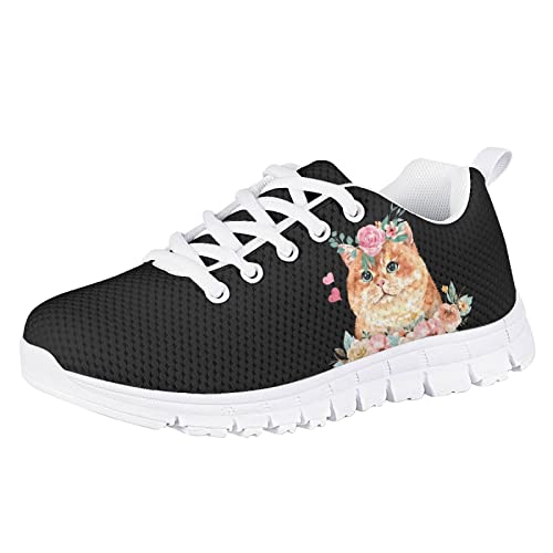 Yzaoxia Girls Tennis Shoes Kid Walking Shoes Outdoor Athletic Running Shoes Light Weight Breathable Supportive Lace-up Shoes Size 11-5