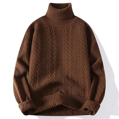 Men's Winter Vintage Turtleneck Solid Color Loose Casual Knitted Pullovers Knit Sweaters3