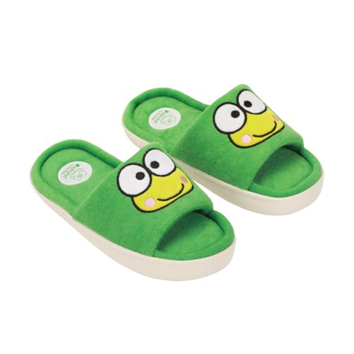 Keroppi Character Head Patch Womens Green Open Toed Slipper-Medium
