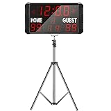 Spolehli Led Scoreboard with Tripod, Multisport Football Scoreboard 14/24s Shot Portable Scoreboard Wall-Mount Digital Scoreboard for Football Basketball Baseball Soccer Volleyball