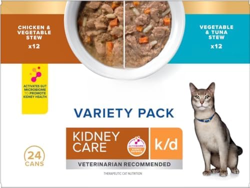 Hill- s k/d Kidney Care Stew Variety Pack Wet Cat Food 24/2.9 oz
