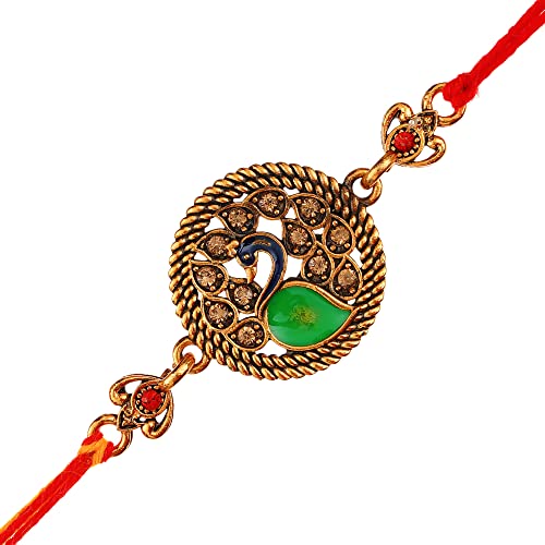 Image of eCraftIndia Golden Designer Bro Kids Rakhi with Roli Chawal Pack | Raksha Bandhan Rakhi