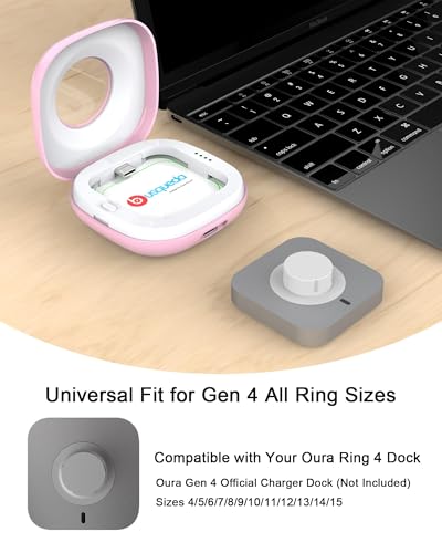 Cargador portátil Oura Ring 4 rosa con batería para 10 cargas completas de anillo 4