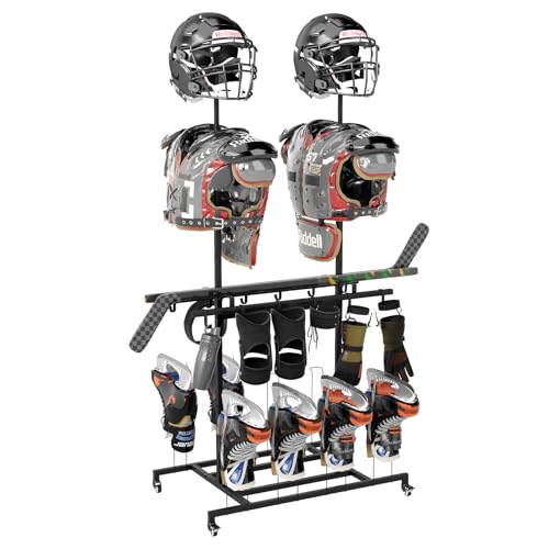 yeshine Hockey Gear Drying Rack, Ice Hockey Stick Holder Field Hockey Equipment Dryer - Large Hockey Display Storage Rack Sports Metal Tree Stand for Lacrosse