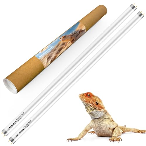 Jaenmsa Bearded Dragon UVB Light Bulb T5 10.0,24W UVA UVB HO Reptiles Light Bar Bulbs 22 Inch for Bearded Dragon, Leopard Gecko Tortoise, Reptile & Amphibian Replacement Lamp Bulb 2 Pack