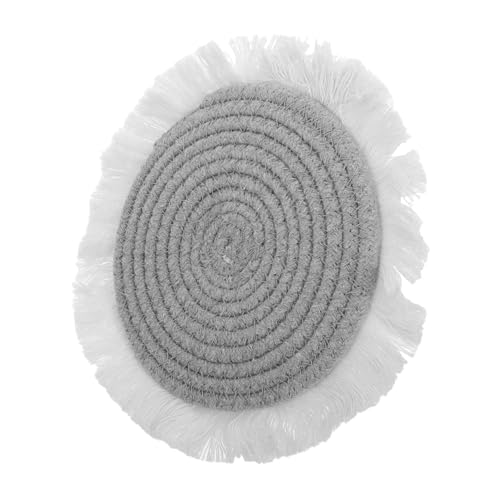 ERINGOGO Boho Table Decor Round Woven Placemat Coasters Heat Protection for Hot Dishes Easy Maintenance Cotton Rope