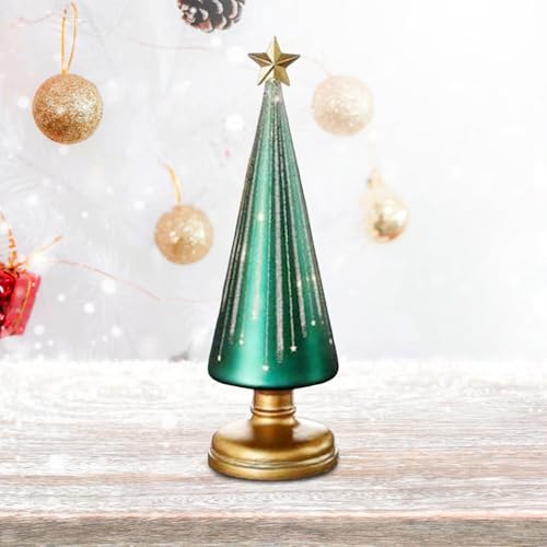 Luces centelleantes en árbol de Navidad verde con botón único 4
