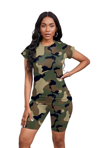 Women's Summer 2 Piece Outfits Tracksuits Biker Short Workout Jogger Sets2