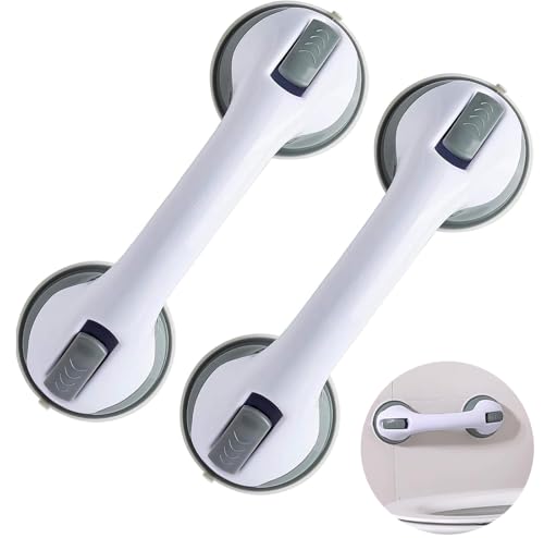 2 Piezas Asa de Seguridad para Baño, 42 cm, Asidero Baño Ventosa, Manija de la Ducha, para personas mayores, No Requiere Perforación, Ducha de Apoyo