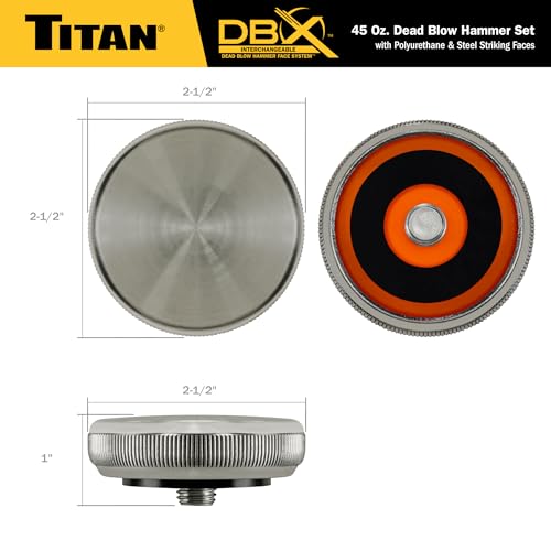 Titan DBX 63649 45oz Dead Blow Hammer with Interchangeable Polyurethane & Steel Striking Faces, Rebound Resistant, 15" Shock Absorbing Fiberglass Handle with Textured Grip by Titan - Image 8
