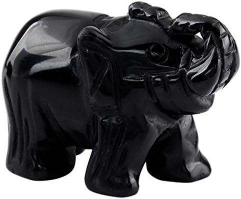 Nupuyai Blue Aventurine Carved Crystal Animal Elephant Statue Figurine, Good Luck Gift Energy Healing Mini Crystal Ornament for Home Office Decor