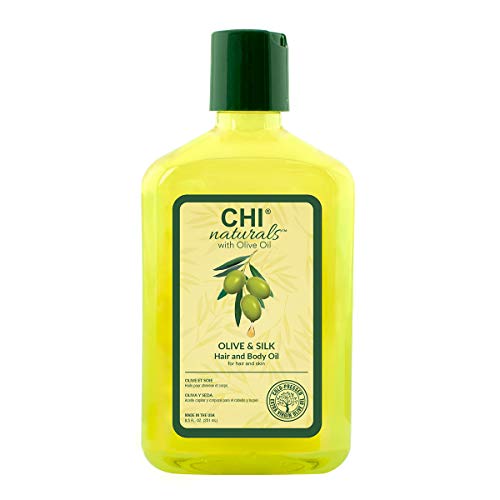 CHI Naturals with Olive Oil Olive & Silk Hair and Body Oil, 8oz
