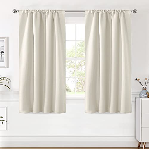 Image of H.VERSAILTEX Light Reducing Curtains Thermal Insulated Window Treatment Panels Room Darkening Privacy Assured Drapes for Living Room Back Tab /Rod Pocket Bedroom Drapes 2 Panels, Ivory - 42 x 54 Inch