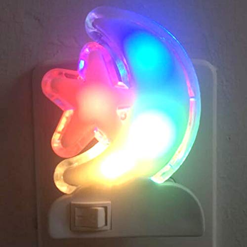 Mini Abajur de tomada Lua e estrela para quarto de criança luz led Bivolt