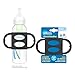 Dr. Brown's Narrow Baby Bottle Handles, 100% Silicone, Easy Grip Removable Handles for Bottle to Sippy Cup Transition, Black, 4m+