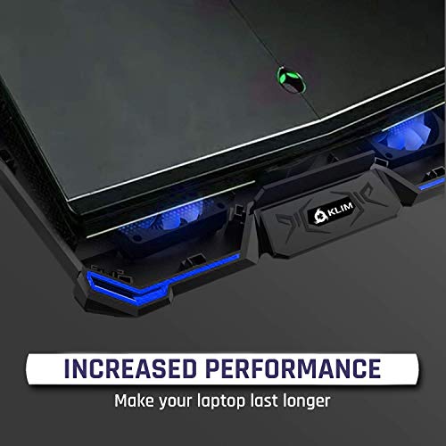 KLIM Cyclone - Base di Raffreddamento PC Portatile + Laptop Stand con 5 ventole + Il Miglior Supporto Raffreddatore + Cooling Pad Gaming PS4 Xbox One + Blu + Nuova Versione 2020