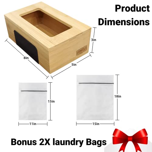 JENELI CO Dispensador magnético de bambu para secador com 2 sacos de lavanderia de bônus. Suporte de