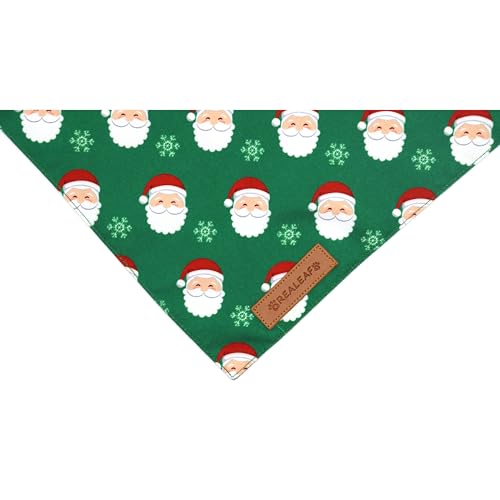 Realeaf Christmas Dog Bandanas 2 Pack, Snowflake and Santa Claus Dog Scarf for Boy and Girl, Premium Durable Fabric, Holiday Red and Green Bandana for Medium and Large Dogs Cats Pets (Large) - Image 5