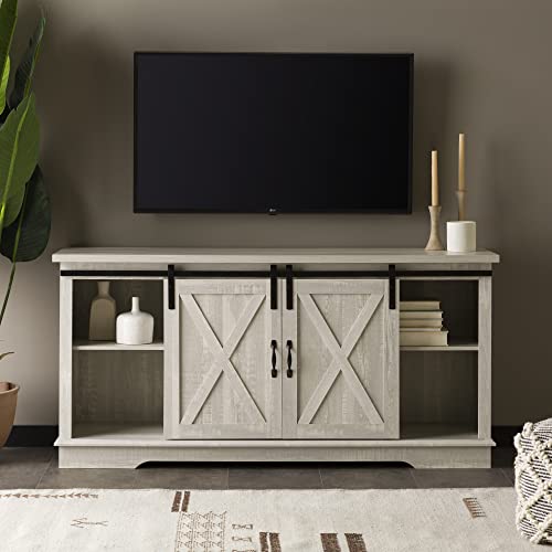 image for Walker Edison Richmond Modern Farmhouse Sliding Barn Door TV Stand for