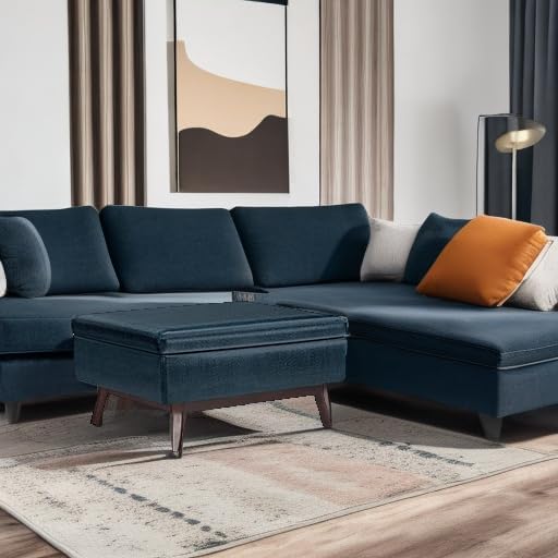 Miniatura 6 de SIMPLIHOME Owen - Mesa auxiliar otomana de almacenamiento, 34 pulgadas de ancho, tapizada de cuero vegano, otomana rectangular con parte superior