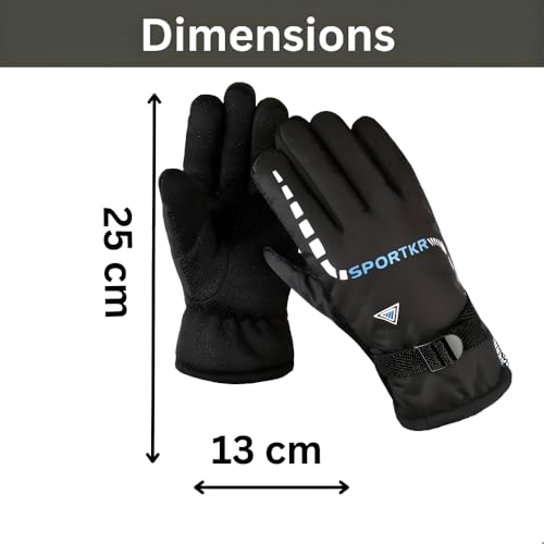 Image of K D Full Finger Winter Gloves for Men & Women with Fur Inside | Warm, Windproof, Waterproof, Scratch-Proof Thermal Gloves | Anti-Slip Grip | Ideal for Biking, Riding & Cold Weather (Black)