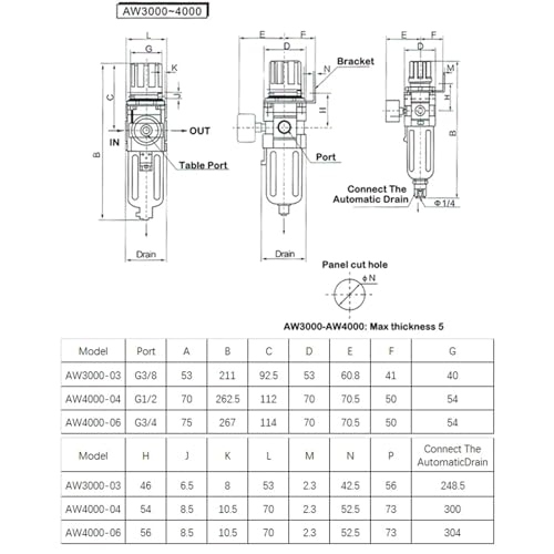 Régulateur de pression d'air pneumatique AW4000-04 avec filtre