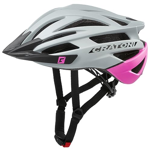 Cratoni Agravic Mountainbikehelm Fahrradhelm Inlinerhelm Allroundhelm mit Visier (grau pink, S/M (54-58 cm))