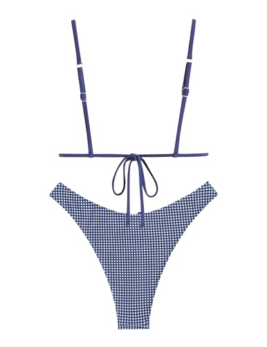 seamoly Women's Bikini Sets Tie Back Bowknot Two Piece Swimsuits Triangle Thong Bathing Suit Gingham Floral Cherry Printing2