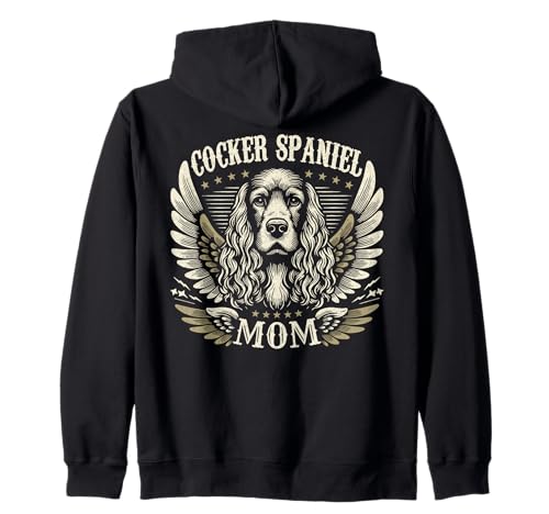 Cocker Spaniel Mom Biker Wings Metal Cool Dog Dueños Retro Sudadera con Capucha