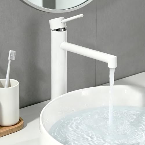 ONECE Robinet Vasque à Poser, Mitigeur Haut pour Salle de Bains, Robinet de Lavabo Eau Chaude et Froide, Acier Inoxydable Résistant à l'usure, Mousseur...