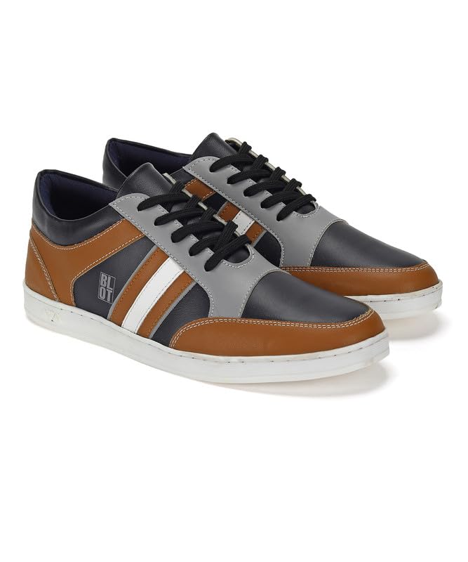 PARAGON K1028G Mens Navy Blue - Tan Casual Sneakers with Breathable Upper Mesh, Cushioned Insoles, Lace up & Anti-Skid Soles | Comfortable Everyday Casual Shoes for Men Ideal for Outdoor Use (B0CK5QQN1D) Amazon Price History, Amazon Price Tracker