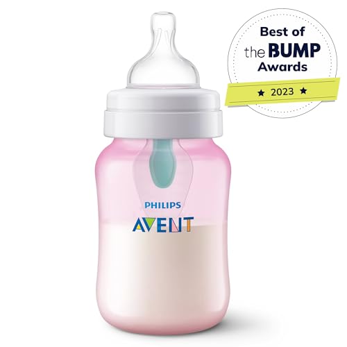 Image of Philips Avent Anti-Colic Baby Bottle with AirFree Vent,9oz,with Flow 2 Nipples,1m+,Pink,SCY703 /14,(Pack of 24)