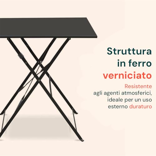 Salon de jardin extérieur Koby en métal pliable ensemble table chaises