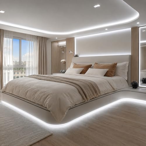 Image of LED Strip Lights COB 16.4ft /5m Natural White 6500K, 24V Dimmable LED (Kit) | Super High Bright, Flexible COB Lights, 8mm Width Home DIY Decor & Office Commercial