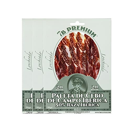 Paleta de Jamón ibérico 7B PREMIUM | Paleta de Cebo de Campo 50% Raza Ibérica | Paleta ibérica de Pata Negra con 20 Meses de Curación Natural