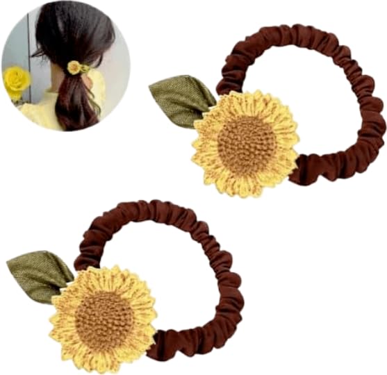 2 Pcs Brown Sunflower Scrunchies Elastic Flower Hair