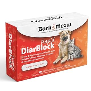 DiarBlock Rapid Antidiarroico ad azione immediata per cani e gatti. Efficace dalle prime somministrazioni. 15 compresse
