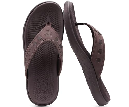 Image of KuaiLu Mens Sport Flip Flops Comfort Orthotic Thong Sandals with Plantar Fasciitis Arch Support Outdoor Summer Beach Size 7~15