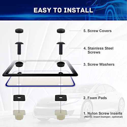 8 Sets Black License Plate Screws - Updated Rustproof Stainless Steel License Plate Bolts, Premium Screw Kit for License Plates Frames on Cars
