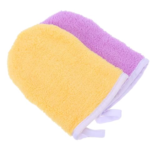 Didiseaon Guantes de Limpieza Facial de Microfibra Tamaño Viaje Colores Surtidos Amarillo y Morado Paños Desmaquillantes Suaves para Exfoliar y Limpiar el Rostro Ideales para