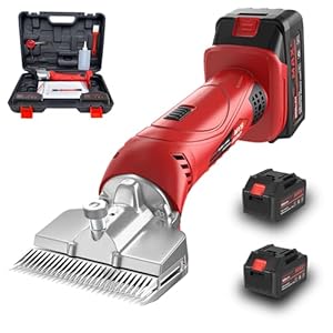 Cordless Horse Clippers,500W Heavy Duty Horse Grooming Clippers with 2 PCS Rechargeable 3000mAH Lithium Battery,6 Speed Professional Horse Grooming Kit for Horse,Large Dogs, Thick Coat Animals